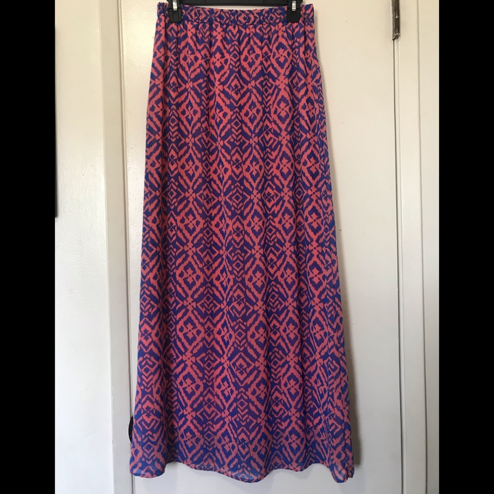 Pink and blue maxi skirt